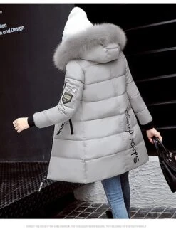 Women's Puffer Jacket Long With Pockets Slim Fit Fur Collar Coat Powder Bean Green White Black Gray Classic Style Christmas Winter Zipper Hoodie Regular Fit M L XL XXL XXXL / Daily / Windproof -Xmas Cothing Store aadmrz1662349374861