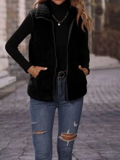 Women's Winter Coat Sherpa Vest Fleece Sleeveless Teddy Coat Christmas Xmas Gilet Fall Thermal Warm Windproof Heated Jacket Zip Up Red Coat -Xmas Cothing Store aagiqt1692250149053