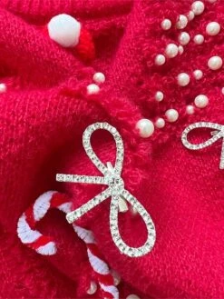 Women's Ugly Christmas Sweater Pullover Sweater Jumper Crew Neck Ribbed Knit Polyester Hollow Out Oversized Beads Fall Winter Regular Outdoor Christmas Daily Stylish Casual Soft Long Sleeve Christmas -Xmas Cothing Store abbbwz1696903366923