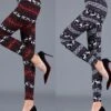 Women's Christmas Leggings Full Length Cotton Blend Print Micro-elastic High Waist Active Vacation Holiday Santa Claus Big Red Snowflake One-Size Fall Winter -Xmas Cothing Store adpkzc1696232173113