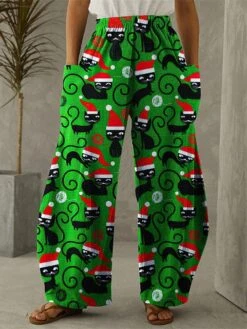 Women's Wide Leg Pants Trousers Full Length Vacation Fashion Home Christmas PP3595471 PP3595131 S M Fall Winter -Xmas Cothing Store adrobh1695635919254
