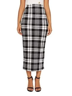 Women's Skirt Scottish Tartans Plaid Skirt Midi Cotton Blend Black White Red Skirts Fall & Winter Print High Waist Fashion Sexy Christmas Street Xmas S M L -Xmas Cothing Store aeiejj1694742583346