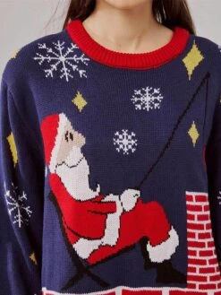 Women's Ugly Christmas Sweater Pullover Sweater Jumper Christmas Sweaters Crew Neck Ribbed Knit Acrylic Embroidered Knitted Fall Winter Regular Outdoor Christmas Holiday Stylish Casual Soft Long -Xmas Cothing Store aeongt1697290674114
