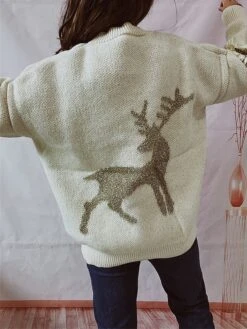 Women's Ugly Christmas Sweater Pullover Sweater Jumper Crew Neck Ribbed Knit Polyester Patchwork Fall Winter Regular Outdoor Christmas Daily Stylish Casual Soft Long Sleeve Elk Red Beige S M L -Xmas Cothing Store aexsyn1696918520898