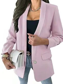 Women's Blazer Office Christmas Work Summer Spring Fall Regular Coat Regular Fit Thermal Warm Windproof Breathable Stylish Contemporary Modern Style Jacket Long Sleeve Solid Color With Pockets Black -Xmas Cothing Store aeymog1678258588953