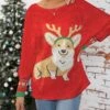 Women's Ugly Christmas Sweater Cardigan Sweater Jacket Crew Neck Ribbed Knit Polyester Button Knitted Print Fall Winter Short Outdoor Xmas Holiday Daily Stylish Casual Long Sleeve Animal Wine -Xmas Cothing Store agtqvm1697294029497