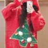Women's Ugly Christmas Sweater Pullover Sweater Jumper Christmas Sweaters Hooded Ribbed Knit Polyester Knitted Print Fall Winter Regular Outdoor Christmas Daily Stylish Casual Soft Long Sleeve -Xmas Cothing Store ahxdpo1697290892915