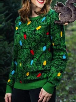 Women's Ugly Christmas Sweater Pullover Sweater Jumper Crew Neck Ribbed Knit Acrylic Knitted Fall Winter Outdoor Xmas Daily Stylish Casual Soft Long Sleeve Snowflake Green S M L -Xmas Cothing Store akepdp1667811447197