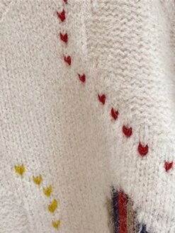 Women's Ugly Christmas Sweater Pullover Sweater Jumper Christmas Sweaters Crew Neck Ribbed Knit Acrylic Knitted Fall Winter Regular Outdoor Christmas Daily Fashion Casual Soft Long Sleeve Heart White -Xmas Cothing Store alicng1697697874462