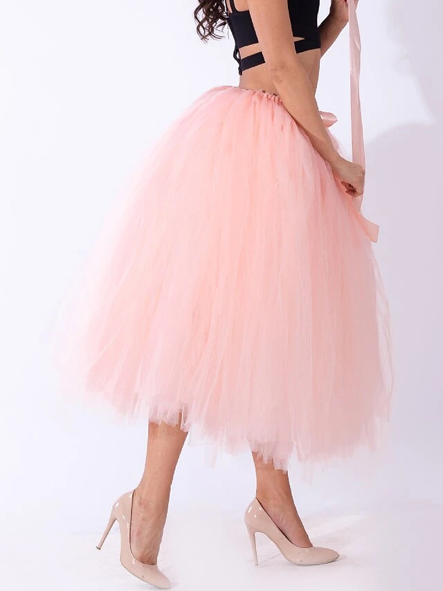 Women's Skirt Midi Pink Dusty Rose Blue Purple Skirts Summer Layered Tulle Lined Basic Performance Christmas One-Size 4 Women's Skirt Midi Pink Dusty Rose Blue Purple Skirts Summer Layered Tulle Lined Basic Performance Christmas One-Size - Image 2