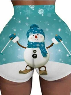 Women's Shorts Hot Pants Light Sky Blue Green Blue Fashion Christmas Weekend Print Stretchy Short Comfort Xmas Snowman S M L XL 2XL 12 Women's Shorts Hot Pants Light Sky Blue Green Blue Fashion Christmas Weekend Print Stretchy Short Comfort Xmas Snowman S M L XL 2XL -Xmas Cothing Store amyfgx1667559617965
