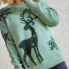 Women's Ugly Christmas Xmas Sweater Pullover Sweater Jumper Crew Neck Crochet Knit Polyester Knitted Fall Winter Christmas Holiday Stylish Casual Soft Long Sleeve Animal Pink Red Green S M L