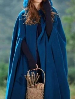 Women's Cloak / Capes Christmas Long Overcoat Winter Pea Coat Windproof Warm Trench Coat Stylish Classic Casual Xmas Jacket 3/4 Length Sleeve Oversize Black Red Blue -Xmas Cothing Store anpqew1695715080634