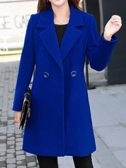 Women's Winter Coat Long Overcoat Christmas Party Wear Double Breasted Lapel Pea Coat Fall Trench Coat Red -Xmas Cothing Store aphiel1630650396663