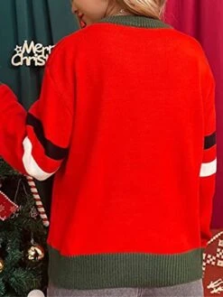 Women's Ugly Christmas Sweater Pullover Sweater Jumper Crew Neck Ribbed Knit Polyester Knitted Fall Winter Regular Outdoor Christmas Daily Stylish Casual Soft Long Sleeve Letter Santa Claus Striped -Xmas Cothing Store apucto1697290685665