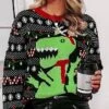 Women's Ugly Sweater Jumper Crew Neck Knit Acrylic Knitted Fall Winter Christmas Daily Holiday Xmas Stylish Casual Long Sleeve Animal Snowflake Black S M L -Xmas Cothing Store apwrqj1637029708074