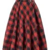 Women's Skirt Christmas Plaid Skirt Midi Cotton Blend Camel Black Wine Red Skirts Fall & Winter Ruched Print High Waist Fashion Casual Xmas Street S M L -Xmas Cothing Store aqtkuu1694067267713