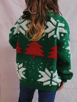 Women's Ugly Christmas Sweater Pullover Sweater Jumper Crew Neck Ribbed Knit Acrylic Oversized Fall Winter Regular Outdoor Christmas Daily Stylish Casual Soft Long Sleeve Christmas Tree Snowflake Red -Xmas Cothing Store aqurqv1696903378757