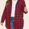 Women's Plus Size Christmas Winter Jacket Jacket Button Plaid Long Sleeve Regular Winter Fall Green Black Red XL XXL 3XL 4XL 5XL / Daily -Xmas Cothing Store arxcab1623831385099