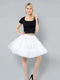 Women's Skirt Tutu Petticoat Black White Skirts Summer Layered Tulle Lined Active Tutus Xmas Performance Christmas One-Size -Xmas Cothing Store asjzsh1626942072092