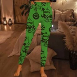 Women's Leggings Thermal Underwear Light Green Dark Green Green Casual / Sporty Christmas Weekend Yoga High Elasticity Ankle-Length Thermal Warm Graphic S M L XL XXL -Xmas Cothing Store aspndq1666922554828