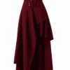 Women's Skirt Swing Midi Black Wine Red Brown Skirts Fall & Winter Drawstring Irregular Hem High Waist Vintage Fashion Elegant Xmas Christmas Street S M L -Xmas Cothing Store atercm1693476298267
