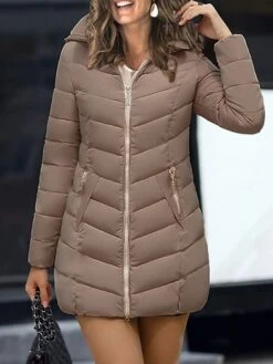 Women's Puffer Jacket Casual Zipper Daily Wear Going Out Christmas Polyester Coat Winter Fall Black Wine Army Green Zipper Hoodie Regular Fit M L XL XXL 3XL 4XL -Xmas Cothing Store atggwx1637146342928