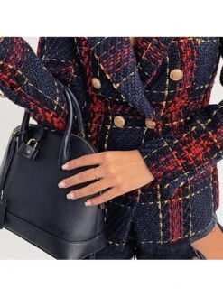 Women's Blazer Comfortable Outdoor Christmas Vacation Casual Daily Button Print Double Breasted Turndown Stylish Lady Modern Comfortable Solid Color Regular Fit Outerwear Long Sleeve Fall Winter Dark -Xmas Cothing Store aufhwo1661505692653