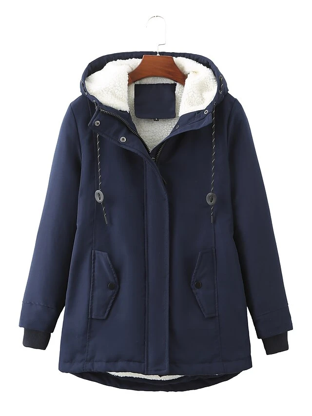 Women's Winter Coat Thicken Puffer Jacket Warm Fleece Parka With Hood Christmas Pink Waterproof Zipper Drawstring Heated Coat With Pocket Classic Outdoor Windproof Outerwear Red 4 Women's Winter Coat Thicken Puffer Jacket Warm Fleece Parka With Hood Christmas Pink Waterproof Zipper Drawstring Heated Coat With Pocket Classic Outdoor Windproof Outerwear Red - Image 2