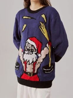 Women's Ugly Christmas Sweater Pullover Sweater Jumper Christmas Sweaters Crew Neck Ribbed Knit Acrylic Embroidered Knitted Fall Winter Regular Outdoor Christmas Daily Stylish Casual Soft Long Sleeve -Xmas Cothing Store avbaaa1697290679096