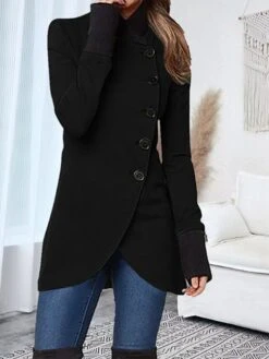 Women's Overcoat Long Pea Coat Single Breasted Stand Collar Trench Coat Christmas Xmas Red Slim Fit Winter Coat Windproof Warm Comtemporary Stylish Casual Jacket Long Sleeve Black Wine Army Green -Xmas Cothing Store avirld1696918984328
