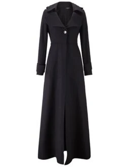 Women's Coat Casual Daily Christmas Fall Winter Long Coat V Neck Standard Fit Warm Casual Jacket Long Sleeve Solid Color Modern Style Wine Red Black Blue -Xmas Cothing Store bbeqcg1628517268322