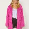Women's Faux Fur Coat Regular Fur Collar Coat White Black Pink Yellow Fuchsia Stylish Christmas Fall Open Front Turndown Regular Fit S M L XL XXL 3XL / Warm -Xmas Cothing Store bcmeba1613985883635