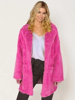 Women's Faux Fur Coat Regular Fur Collar Coat White Black Pink Yellow Fuchsia Stylish Christmas Fall Open Front Turndown Regular Fit S M L XL XXL 3XL / Warm