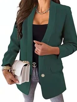 Women's Blazer Office Christmas Work Summer Spring Fall Regular Coat Regular Fit Thermal Warm Windproof Breathable Stylish Contemporary Modern Style Jacket Long Sleeve Solid Color With Pockets Black -Xmas Cothing Store bcshvf1678258589834