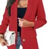 Women's Blazer Office Christmas Work Summer Spring Fall Regular Coat Regular Fit Thermal Warm Windproof Breathable Stylish Contemporary Modern Style Jacket Long Sleeve Solid Color With Pockets Black