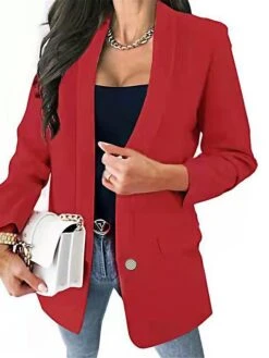 Women's Blazer Office Christmas Work Summer Spring Fall Regular Coat Regular Fit Thermal Warm Windproof Breathable Stylish Contemporary Modern Style Jacket Long Sleeve Solid Color With Pockets Black