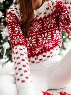 Women's Ugly Christmas Sweater Pullover Sweater Jumper Crew Neck Crochet Knit Cotton Knitted Fall Winter Christmas Holiday Xmas Casual Long Sleeve Plaid White Red One-Size 7 Women's Ugly Christmas Sweater Pullover Sweater Jumper Crew Neck Crochet Knit Cotton Knitted Fall Winter Christmas Holiday Xmas Casual Long Sleeve Plaid White Red One-Size -Xmas Cothing Store bdvwtq1660880876881