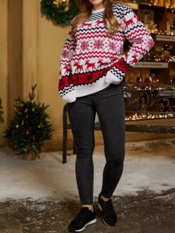 Women's Ugly Christmas Sweater Pullover Sweater Jumper Crew Neck Ribbed Knit Polyester Patchwork Fall Winter Regular Outdoor Christmas Daily Stylish Casual Soft Long Sleeve Elk Striped Snowflake 13 Women's Ugly Christmas Sweater Pullover Sweater Jumper Crew Neck Ribbed Knit Polyester Patchwork Fall Winter Regular Outdoor Christmas Daily Stylish Casual Soft Long Sleeve Elk Striped Snowflake -Xmas Cothing Store betzfd1696903327121