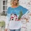 Women's Ugly Christmas Sweater Pullover Sweater Jumper Crew Neck Ribbed Knit Polyester Knitted Print Fall Winter Regular Outdoor Christmas Holiday Daily Stylish Casual Long Sleeve Animal Santa Claus -Xmas Cothing Store beymlc1697291261033