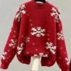 Women's Ugly Christmas Sweater Pullover Sweater Jumper Stand Collar Ribbed Knit Nylon Patchwork Fall Winter Regular Outdoor Christmas Daily Stylish Casual Soft Long Sleeve Snowflake Black Red One-Size 2 Women's Ugly Christmas Sweater Pullover Sweater Jumper Stand Collar Ribbed Knit Nylon Patchwork Fall Winter Regular Outdoor Christmas Daily Stylish Casual Soft Long Sleeve Snowflake Black Red One-Size -Xmas Cothing Store bfrqpm1697103863546