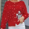 Women's Ugly Christmas Sweater Pullover Sweater Jumper Christmas Sweaters Crew Neck Ribbed Knit Acrylic Knitted Print Fall Winter Regular Outdoor Xmas Daily Stylish Plus Size Casual Long Sleeve -Xmas Cothing Store bgexgg1697291257314