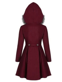 Women's Cloak / Capes Winter Coat Christmas Party Cosplay Xmas Over Coat With Hood Fall Long Pea Coat Hoodie Jacket With Fur Trim Halloween Windproof Warm Casual Jacket Long Sleeve Black Wine -Xmas Cothing Store bhxhce1629006657710