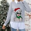 Women's Ugly Christmas Sweater Pullover Sweater Jumper Crew Neck Ribbed Knit Polyester Knitted Print Fall Winter Regular Outdoor Xmas Holiday Daily Stylish Casual Long Sleeve Elk Christmas Tree -Xmas Cothing Store boezpy1697290696938
