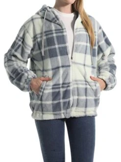 Women's Fleece Sherpa Jacket Christmas Xmas Teddy Bear Coat Windproof Warm Winter Coat Comtemporary Stylish Plush Jacket Long Sleeve Elk -Xmas Cothing Store bqhjbt1695639927644