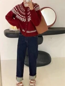 Women's Ugly Christmas Sweater Cardigan Sweater Crew Neck Ribbed Knit Rayon Patchwork Button Fall Winter Xmas Daily Going Out Stylish Casual Soft Long Sleeve Geometric Color Block Red Navy Blue 13 Women's Ugly Christmas Sweater Cardigan Sweater Crew Neck Ribbed Knit Rayon Patchwork Button Fall Winter Xmas Daily Going Out Stylish Casual Soft Long Sleeve Geometric Color Block Red Navy Blue -Xmas Cothing Store bqlvcd1692093237161