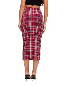 Women's Skirt Scottish Tartans Plaid Skirt Midi Cotton Blend Black White Red Skirts Fall & Winter Print High Waist Fashion Sexy Christmas Street Xmas S M L -Xmas Cothing Store brmlly1694742577563