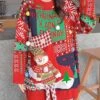 Women's Ugly Christmas Sweater Pullover Sweater Jumper Crew Neck Ribbed Knit Acrylic Embroidered Pocket Knitted Fall Winter Outdoor Xmas Daily Stylish Casual Soft Long Sleeve Santa Claus Snowman -Xmas Cothing Store brxsac1668219603981