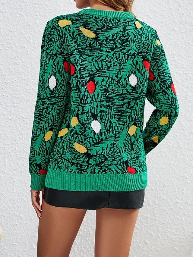 Women's Ugly Christmas Sweater Pullover Sweater Jumper Crew Neck Ribbed Knit Polyester Patchwork Fall Winter Regular Outdoor Christmas Daily Stylish Casual Soft Long Sleeve Color Block Snowflake 5 Women's Ugly Christmas Sweater Pullover Sweater Jumper Crew Neck Ribbed Knit Polyester Patchwork Fall Winter Regular Outdoor Christmas Daily Stylish Casual Soft Long Sleeve Color Block Snowflake - Image 3