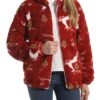 Women's Fleece Sherpa Jacket Christmas Xmas Teddy Bear Coat Windproof Warm Winter Coat Comtemporary Stylish Plush Jacket Long Sleeve Elk